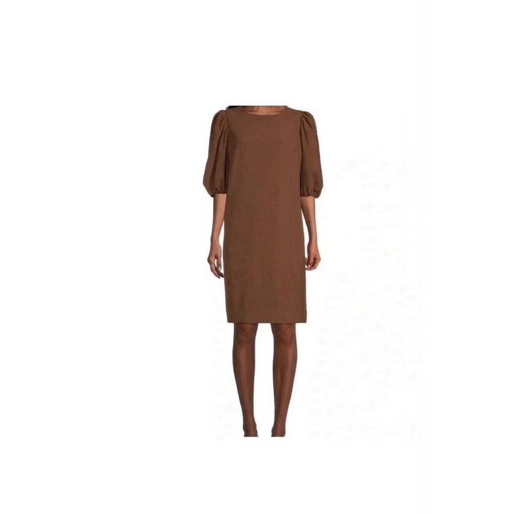 Preston & York Leilani Balloon Sleeve Crew Neck Crepe Dress Size 8